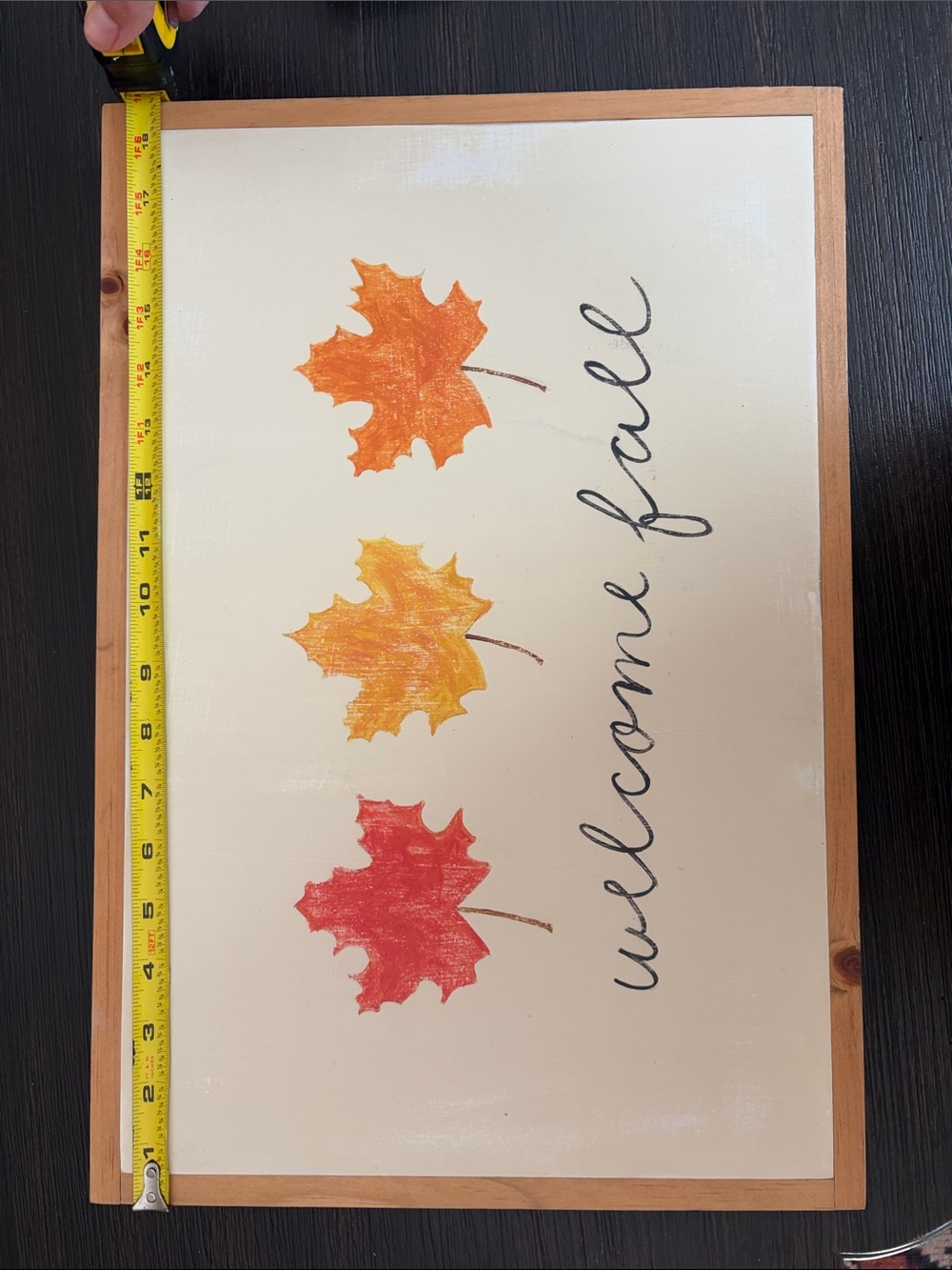 Welcome Fall Wall Art Sign with Red, Yellow, Orange Leaves